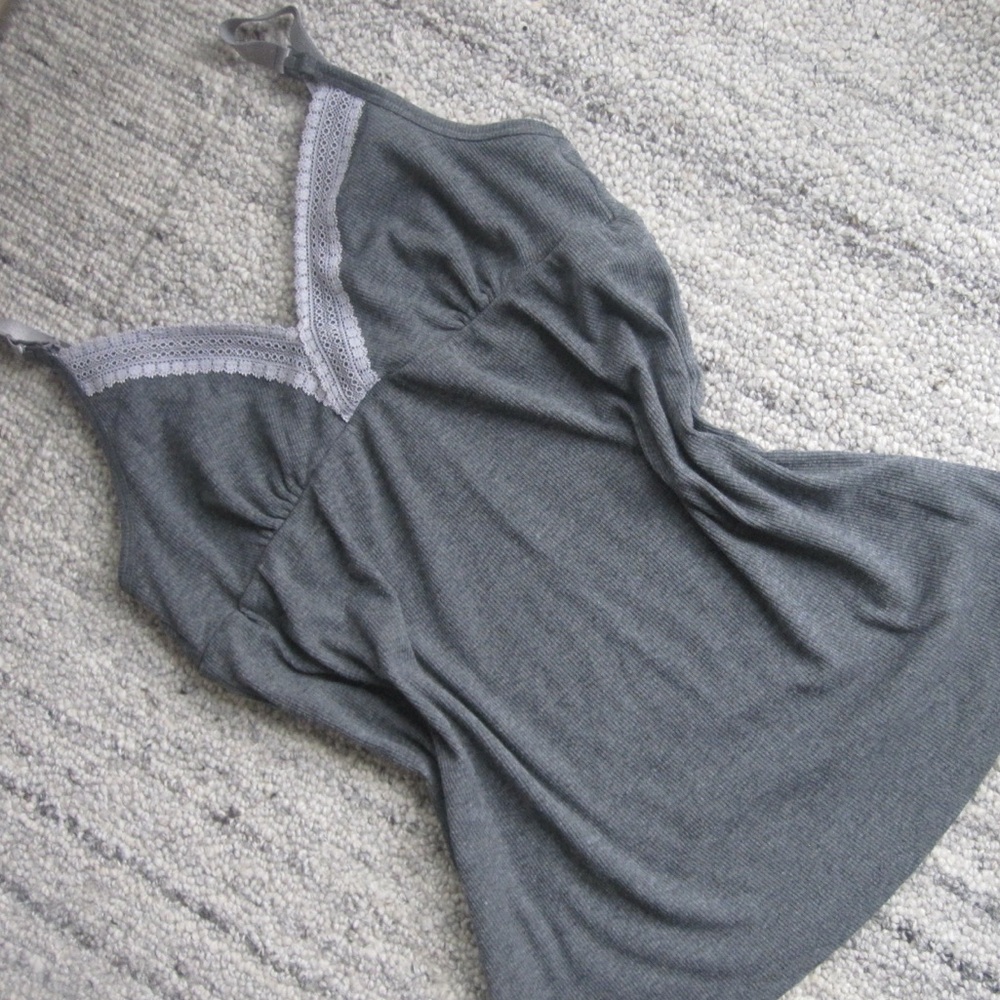 Gray Lace-Trim Sleep Chemise - Women Intimates y2k v neck cami